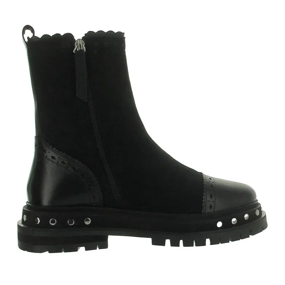 EUC Free People Tate Black Suede Chelsea Boots Size 6.5 Women's Side Zip Chunky - Picture 3 of 14